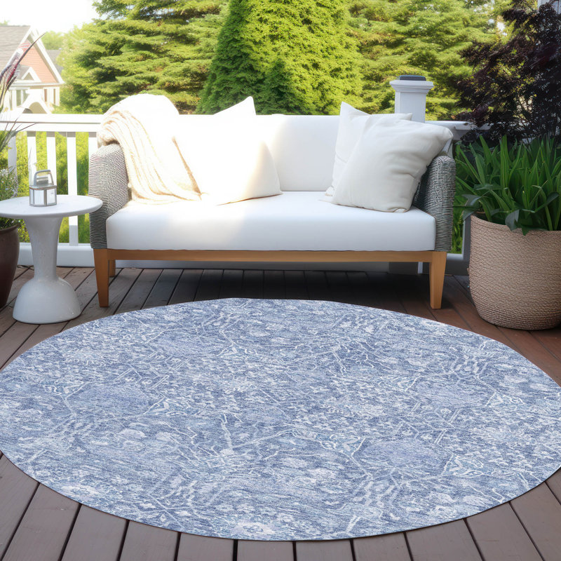 Tapis intérieur / extérieur bleu Mila , 8 pi x 8 pi