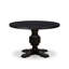 Cet ensemble de table de salle à manger moderne 5 pièces comprend une table ronde et 4 chaises en polyester gris foncé à haut dossier avec une finition noire sablée.-1243851099-1251741394