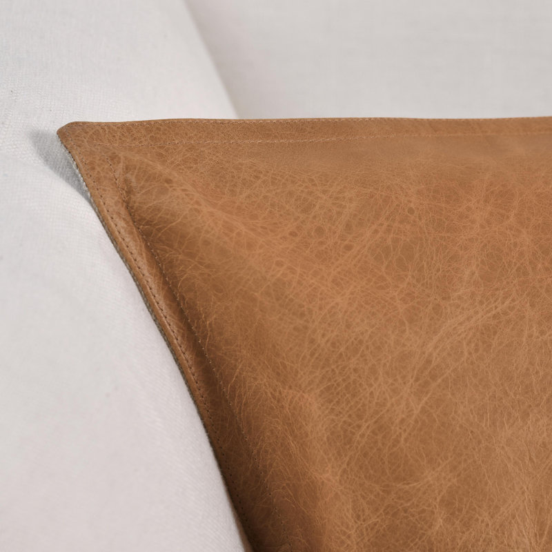 Kosas Home Cheyenne 100% Leather Throw Pillow, Chestnut, 16" x 36", Rectangular