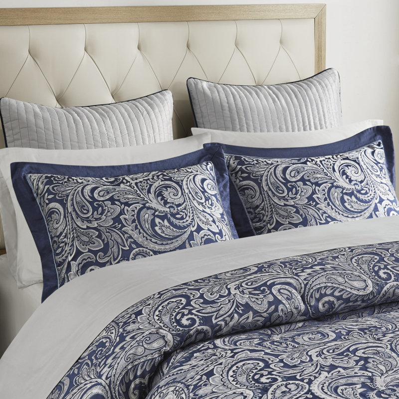 Ensemble d'édredon 12 pièces avec draps en coton, Édredon pour grand lit + 11 pièces additionnelle, Marine