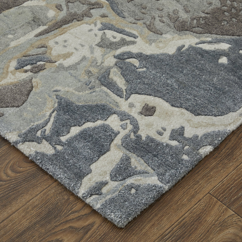 Zarah Modern Watercolor, Blue/Taupe/Green, 8' X 10' Area Rug, Rectangle 8' x 10'
