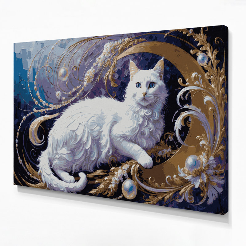 «Cats Khao Manee», art mural sur toile grise, H 20 po x l 30 po