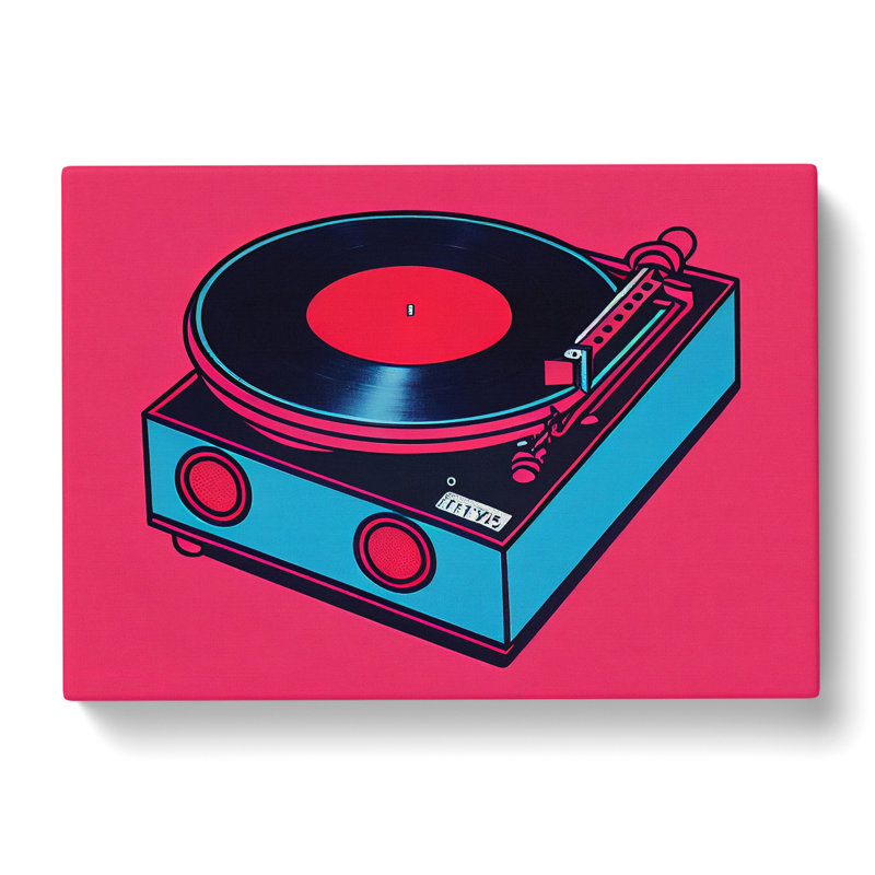 Vinyl Record Player Pop Art Abstract - Wrapped Canvas, 35cm H x 50cm W x 3cm D