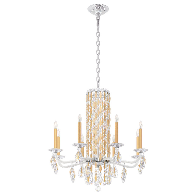 Siena 8 Light 30in x 31in Chandelier in Heirloom Gold with Clear Heritage Handcut Crystals, Chinese (K9), White
