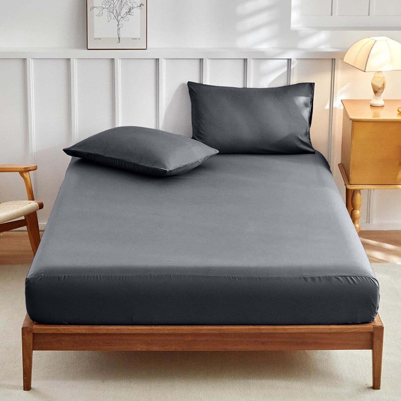 Luxurious 4-Piece Microfiber Duvet Complete Cover Set, Double Duvet Cover Set + 3 Additional Pieces, Charcoal