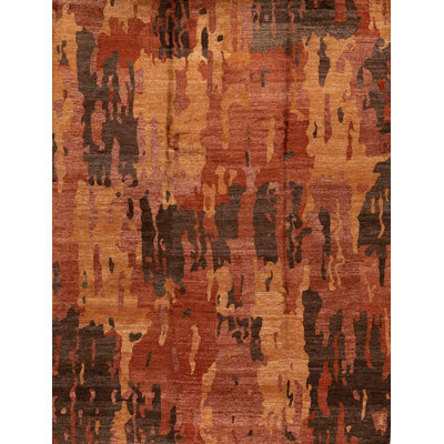 Tapis noir et rouille de haute qualité noué à la main
