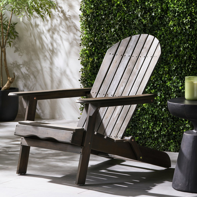 La chaise pliante en bois, gris, rehausse le style rustique de la décoration extérieure pliable pour plus de confort, Gris