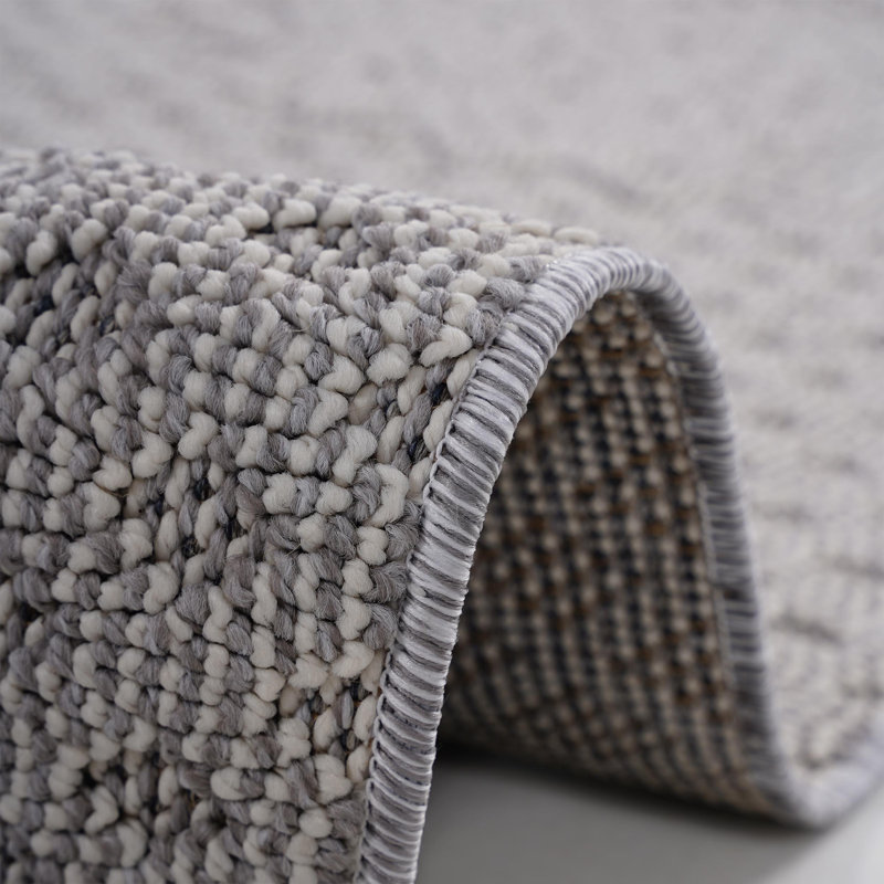 Tapis tissé à la machine Naar Guros, blanc / ivoire / médaillon, Tapis de couloir 2 pi 2 po x 8 pi