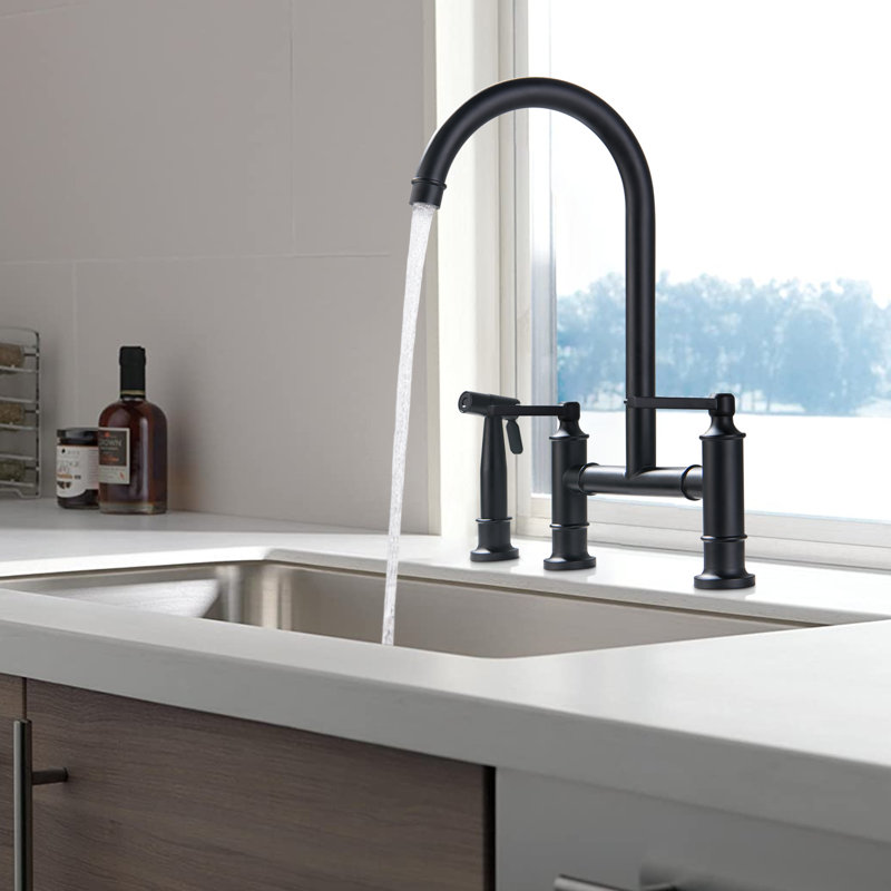 Homein Kitchen Faucet with Side Spray, Matte Black