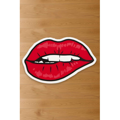 Pop Art Kiss Shaped Accent Rug