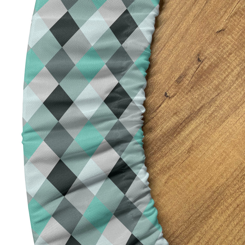 Gracie Oaks Geometric Fitted Round Tablecloth Diameter Multicolor 128921, 64.17" Round