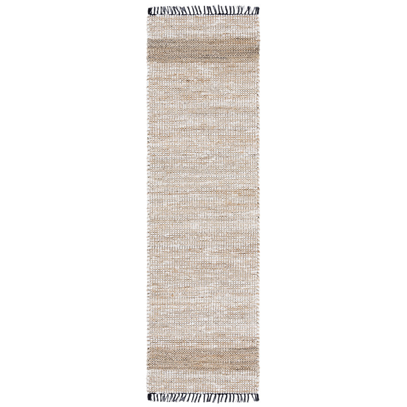 Cape Cod 153 Hand Woven Denim/Jute/Cotton Rug in Ivory/Beige, Runner 2'3" x 8'