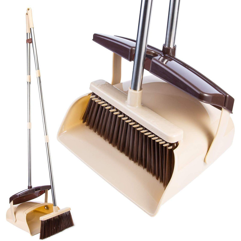Zinnea Adjustable Broom And Dustpan Set with Replaceable Head
