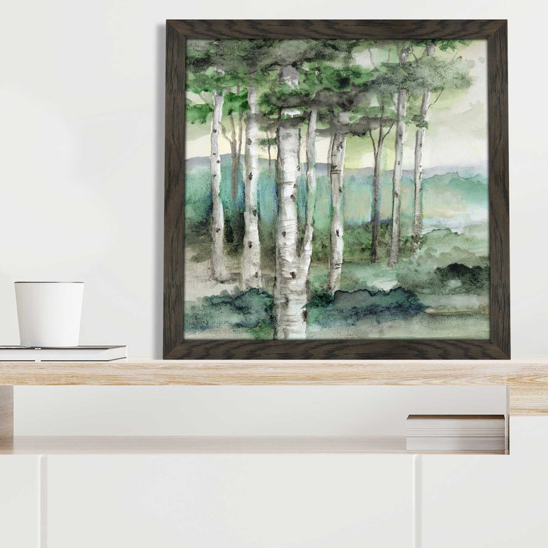Bear Mountain par Nan - Peinture, L 31,5 po x H 31,5 po, Encadrement brun