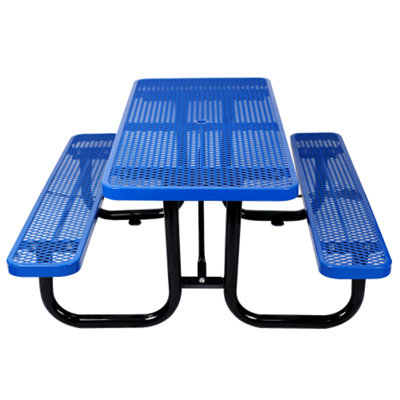 6 Ft. Rectangular Outdoor Steel Picnic Table With Umbrella Pole
