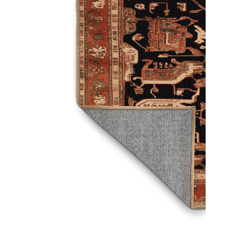 Machine Washable Persian Brown Area Rug, Square 8'