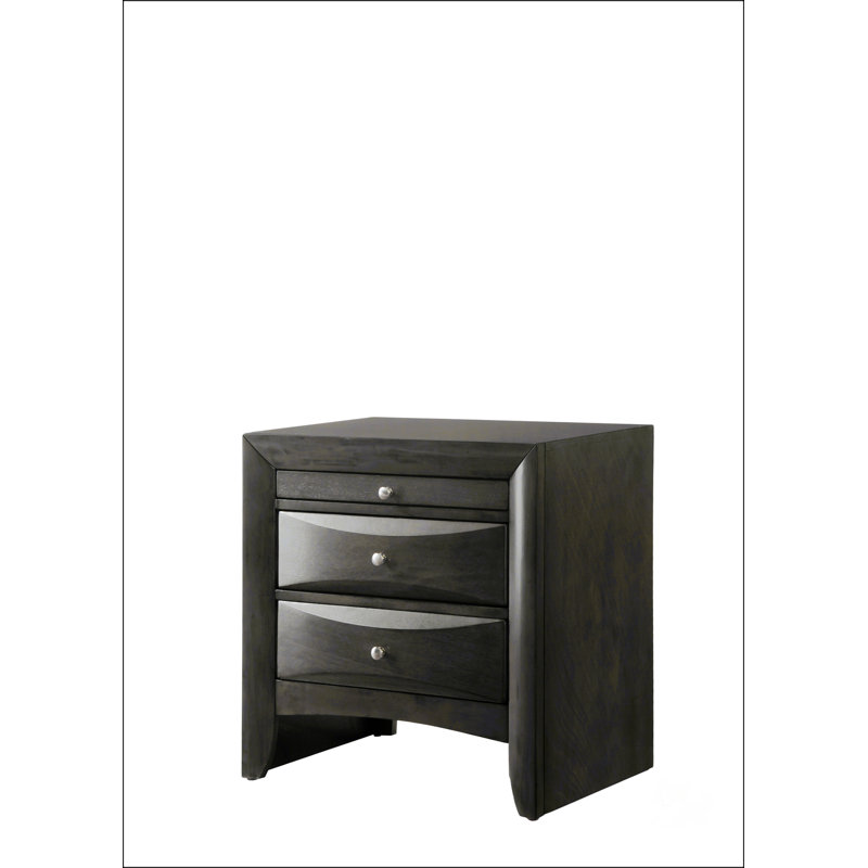 Stylish And Functional Nightstand With Pull-Out Shelf And Beveled Drawer Fronts