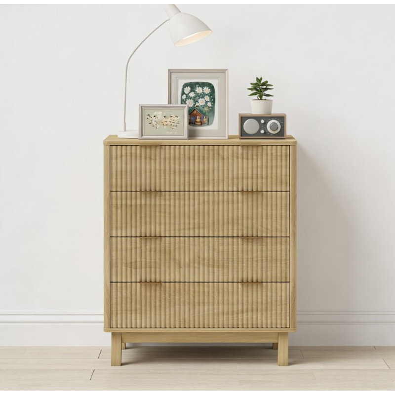 Commode double 4 tiroirs 27,6 po Ilhama, Naturel