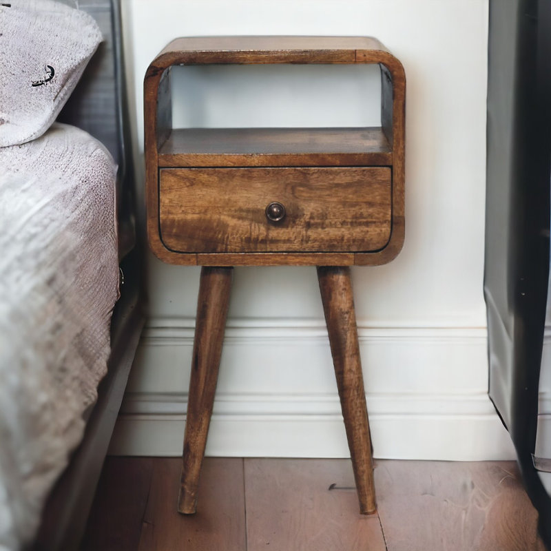 Lindall 30cm W Solid Wood Bedside Table