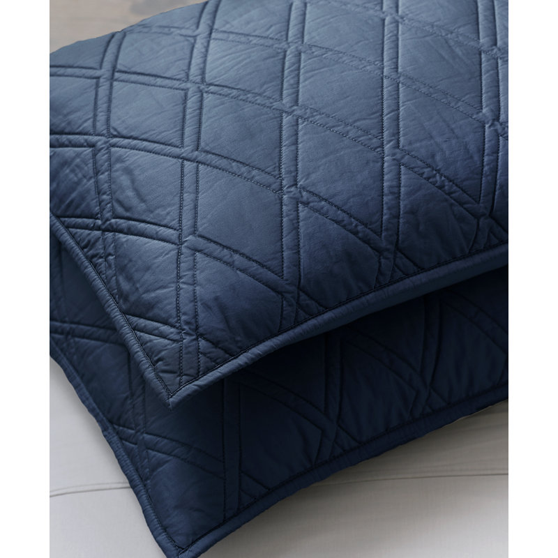 Cotton Sateen Coverlet, Blue, King Coverlet + 2 Shams