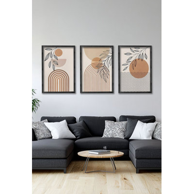 Ensemble de 3 panneaux décoratifs élégants en bois aggloméré, cadre en bois massif, 13,4 x 19,3 x 0,6 pouces | Œuvre d'art 100% MDF avec impression numérique | Parfait pour le salon, la chambre à coucher et le bureau, design élégant et moderne