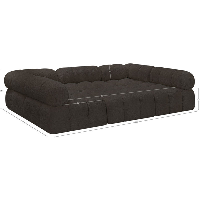 Canapé modulaire 102 po Ames, Tissu brun bouclé