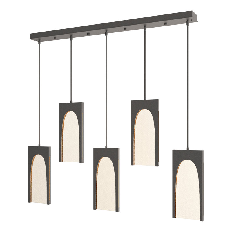 Luminaire suspendu linéaire à 5 lumières pour îlot de cuisine Cypress, Fer naturel