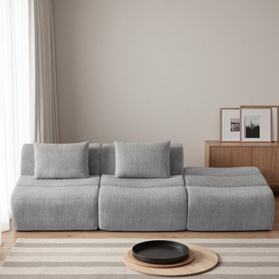 Oversized 3 Seater Compressed Sofa With Chenille Fabric, No Assembly, Space-Saving For Living Room, Apartment