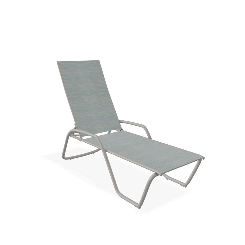 Outdoor Rust-Resistant Metal Chaise Lounge, Textured Warm Gray, Baja