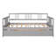 Lit de jour double en bois avec lit gigogne simple, construction en pin durable et conception peu encombrante pour une utilisation polyvalente-1054510935
