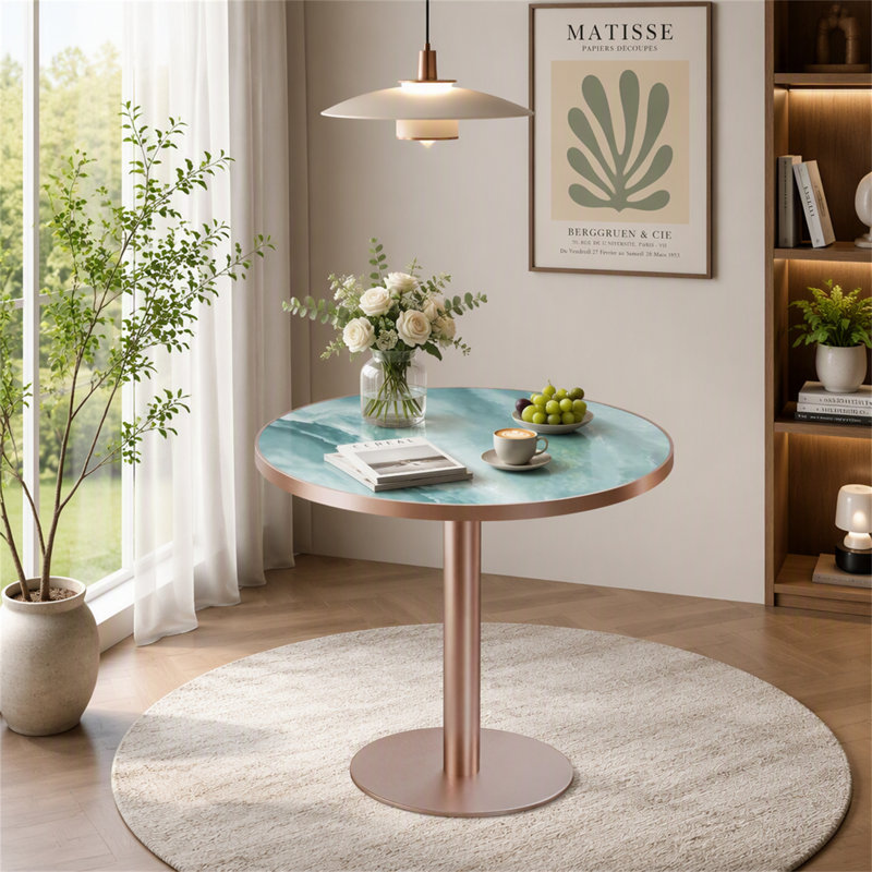 Table de salle à manger 31,5 po, Vert / or rose