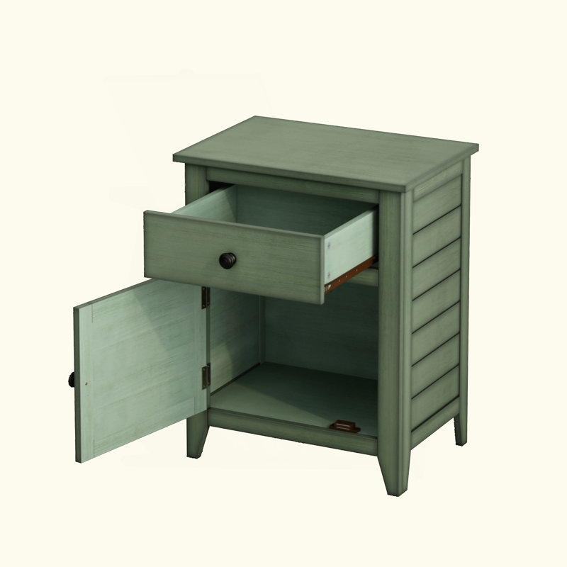 Table de bout, table de chevet, tiroir de rangement et table de bout H 25 po Transitional, Vert antique