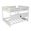 Lit superposé grand sur grand avec tablettes de rangement intégrées et station de charge, lit superposé simple en bois de pin massif avec garde-corps et échelle, blanc