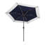 Parasol solaire d'extérieur à DEL 9 pi avec manivelle et inclinaison Spencer, pare-soleil de marché en aluminium résistant à la décoloration, pavillon bleu marine / blanc, mât brun foncé-2066580813