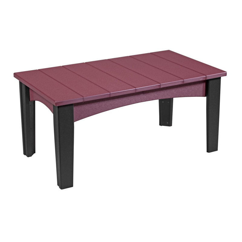 Rochele Rectangular Outdoor Coffee Table With Umbrella Hole , 39'' in. W 22'' in. D, Black, Cherrywood