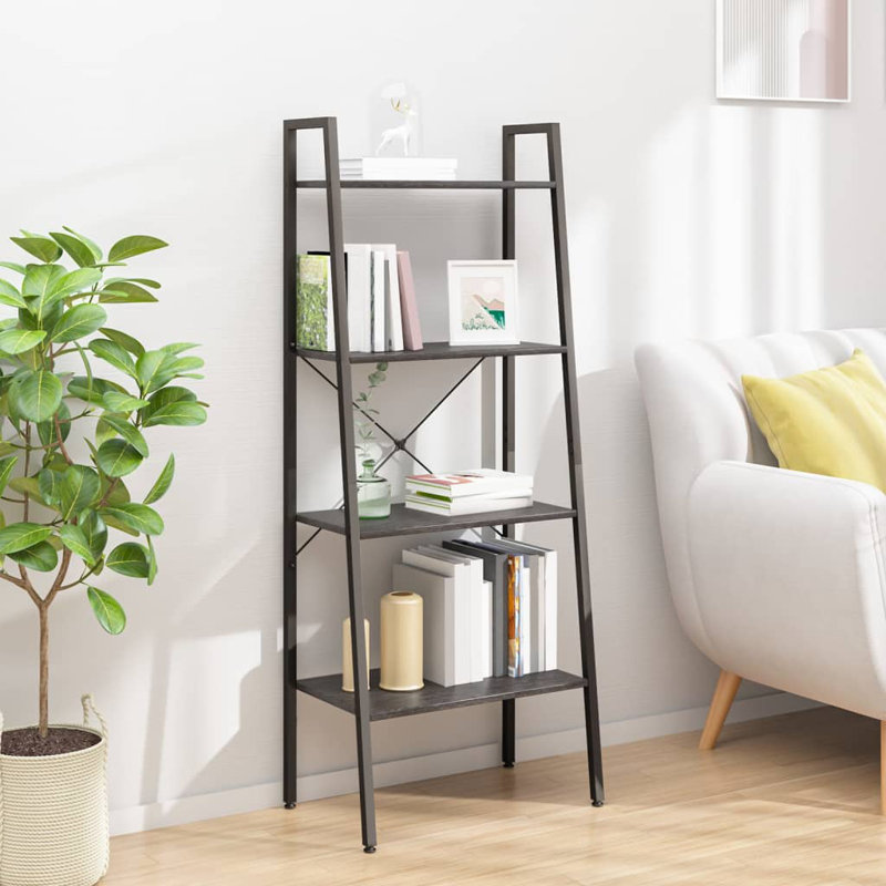 Fantasia Standing Shelf Storage Organiser Shelf Rack Ladder Shelf Bookshelf, Black, 140cm H x 56cm W x 35cm D
