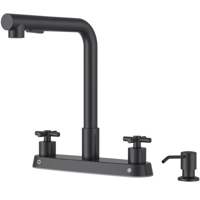 Double Handle Kitchen Faucet With Soap Dispenser