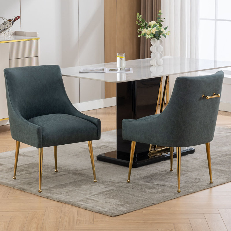 Chaise de salle à manger rembourrée Tymara, Bleu marine