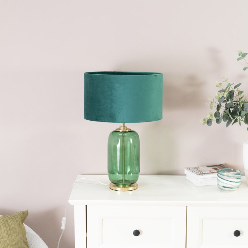 Anacristina Glass Table Lamp, Green, Green