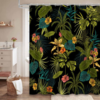 Rideau de douche sans couture artistique et bleu sarcelle avec 12 crochets