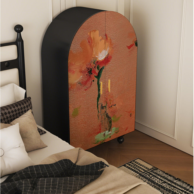 Orange low-legged storage cabinet