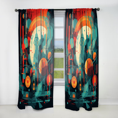 Haig - Midcentury Abstract Room Darkening Curtain - 1 Panels