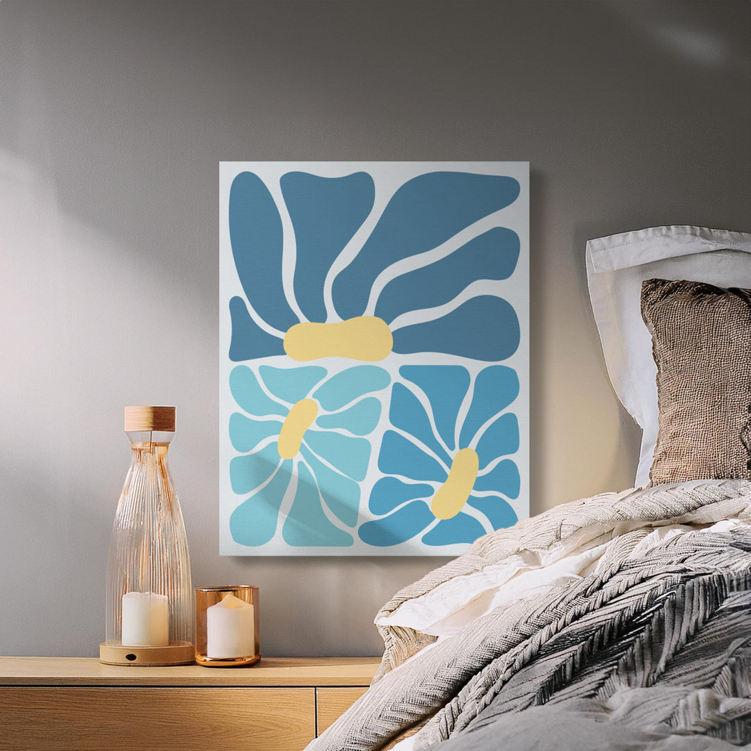 Blue Abstract Floral Modern Henninger