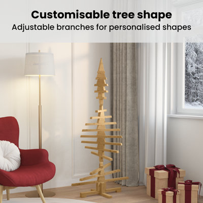 vidaXL Wooden Christmas Tree with Stand Brown 47.24 in Solid Pine Wood