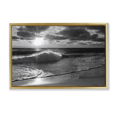 Toile flottante encadrée "Sunset Crashing Wave" par Lori Deiter
