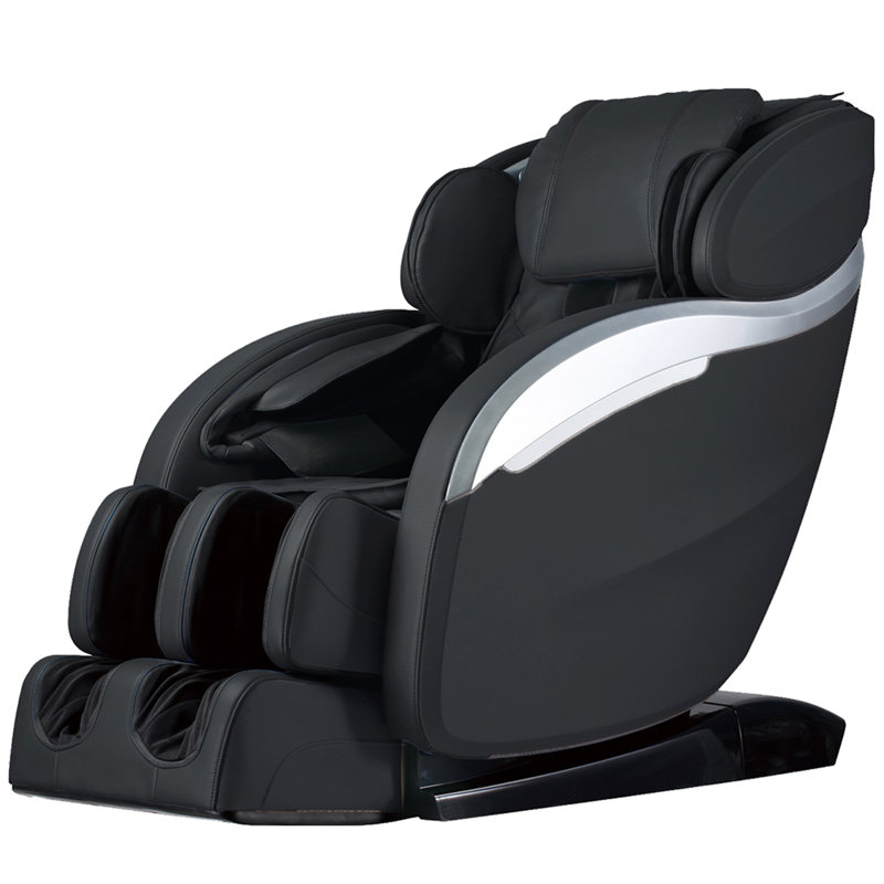 Fauteuil de massage chauffant inclinable en similicuir à largeur réglable et chauffant, Noir