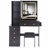 37" Middle Size Left Bedside Cabinet Vanity Table + Cushioned Stool Dresser Set, 2 Ac+2 Usb Socket, Hair Dryer Stand, Large Touch Control Led Sliding Mirror, 3-Color Switch, Epa, Gcc, Ul Certificate-2055517195