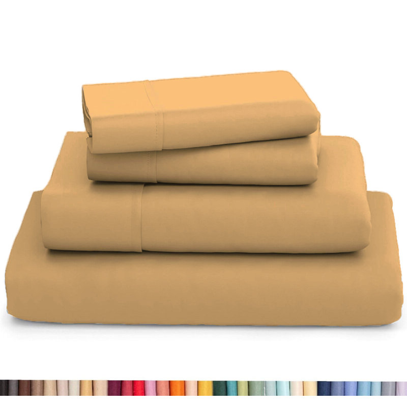 Ultra Soft Bamboo Sheet Set - 4 Pc Set - Wrinkle Resistant - Cooling Sheets with Deep Pockets, Gold