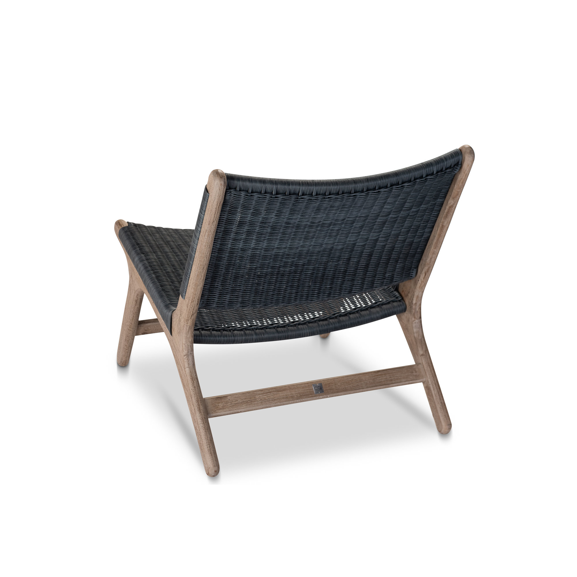 Almira Teak Outdoor Armless Lounge Chair, Navy, Driftwood Teak