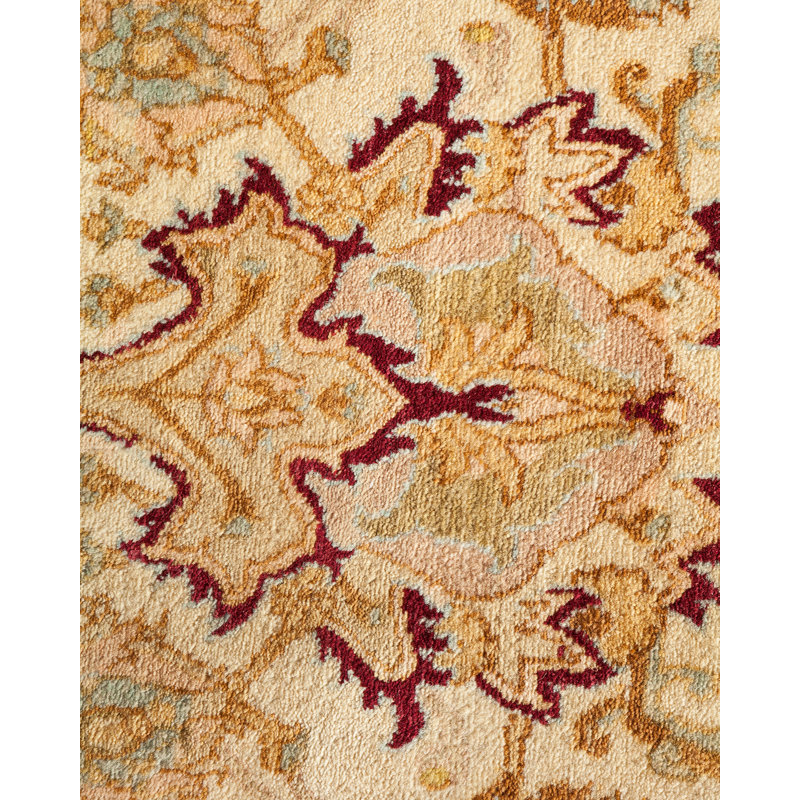 Tapis unique en laine noué à la main 8 pi 1 po x 10 pi 6 po nouvel âge Keenan - rouille / ivoire / beige
